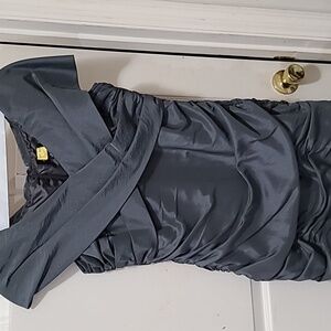 Adrianna Papell Occasions Cachet Silver Gray off shoulder